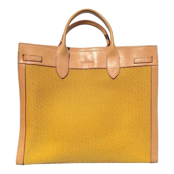 Dooney and Bourke large ring tassel tote bag yellow authentic like new - Picture 2 of 9